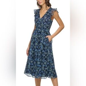 Kensie Flutter Sleeve Floral Day Dress - Size 8